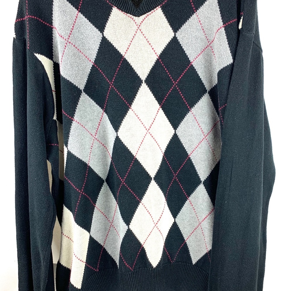 Steve Madden mens XL Argyle Sweater-Black/Gray